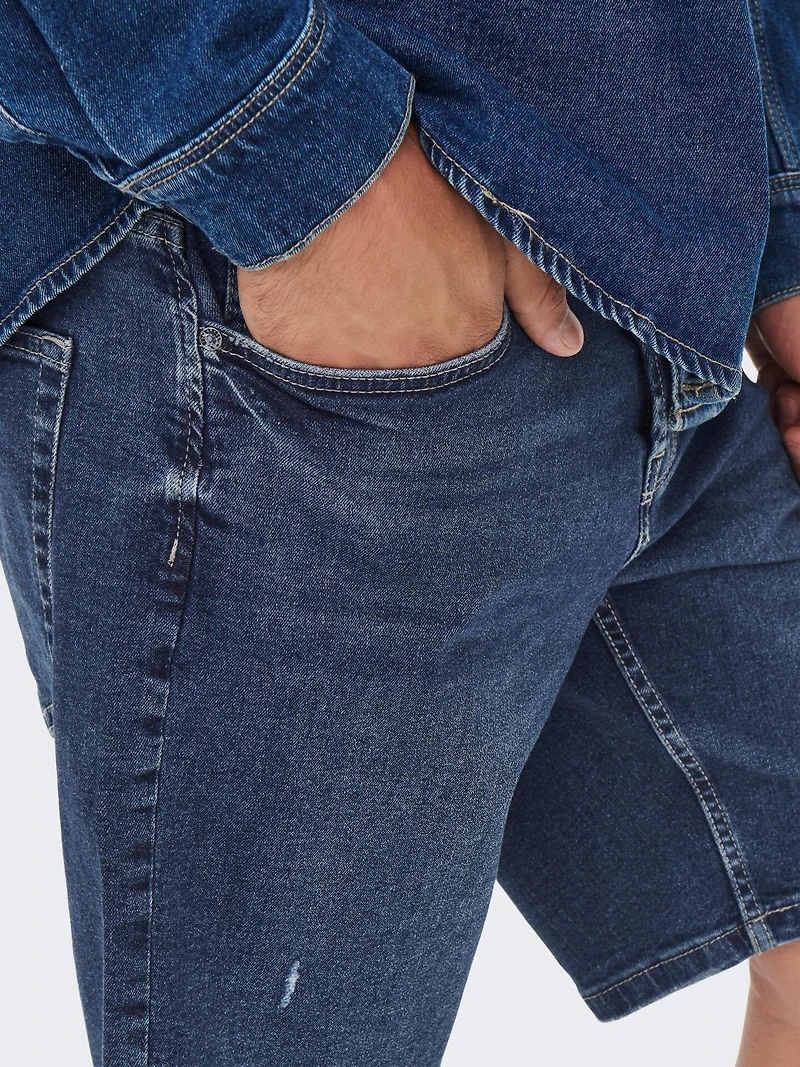 Only & Sons : Avi Ripped Denim Shorts