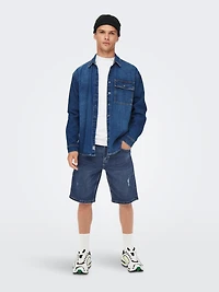Only & Sons : Avi Ripped Denim Shorts