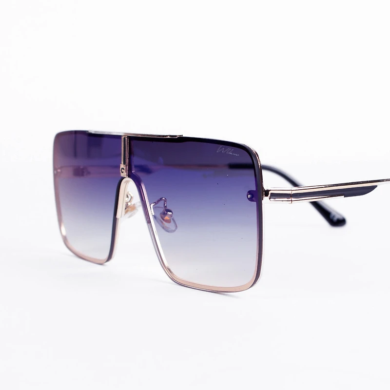 WLKN: Rex Square Rimless Sunglasses - Blue/Yellow