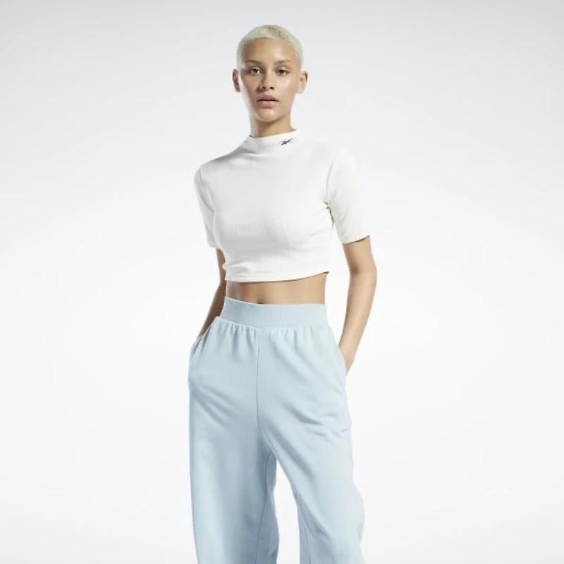 Reebok : SS Rib Mock Neck Crop Top
