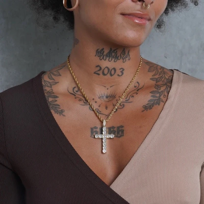 Deluxe Drip : Solitaire Cross Necklace - Gold