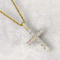Deluxe Drip : Solitaire Cross Necklace - Gold