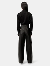 WOMEN - WOMEN'S LEATHER STRAIGHT PANT Black