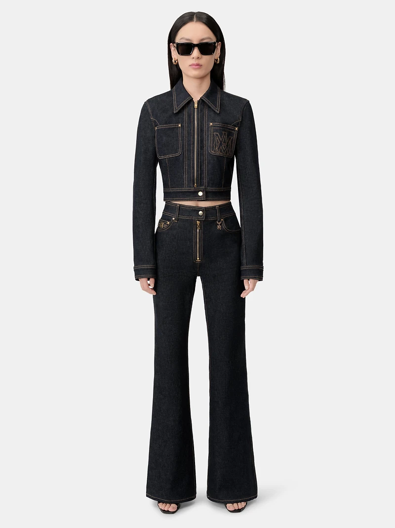 WOMEN - WOMEN'S ZIP UP CROPPED DENIM JACKET Raw Indigo
