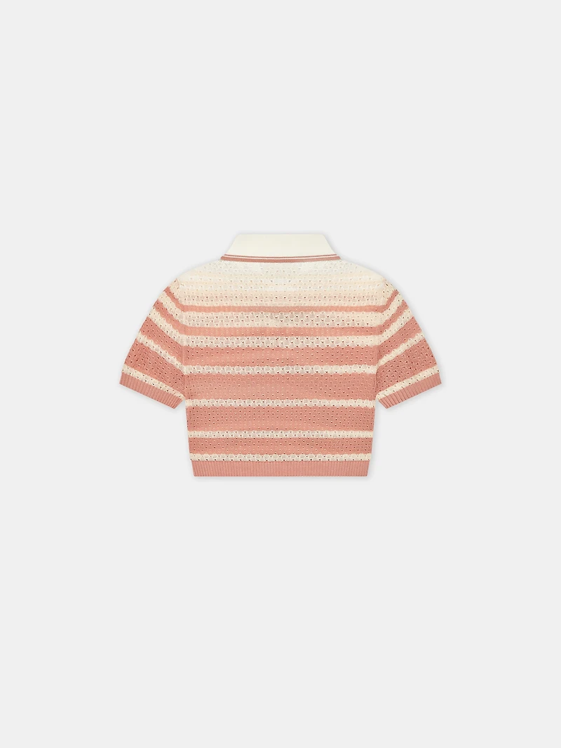 WOMEN - WOMEN'S STRIPE CROPPED POLO Dusk Pink