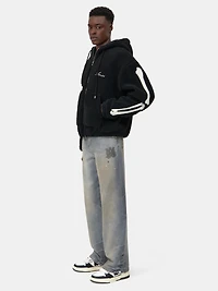 BONES FLEECE ZIP HOODIE - Black