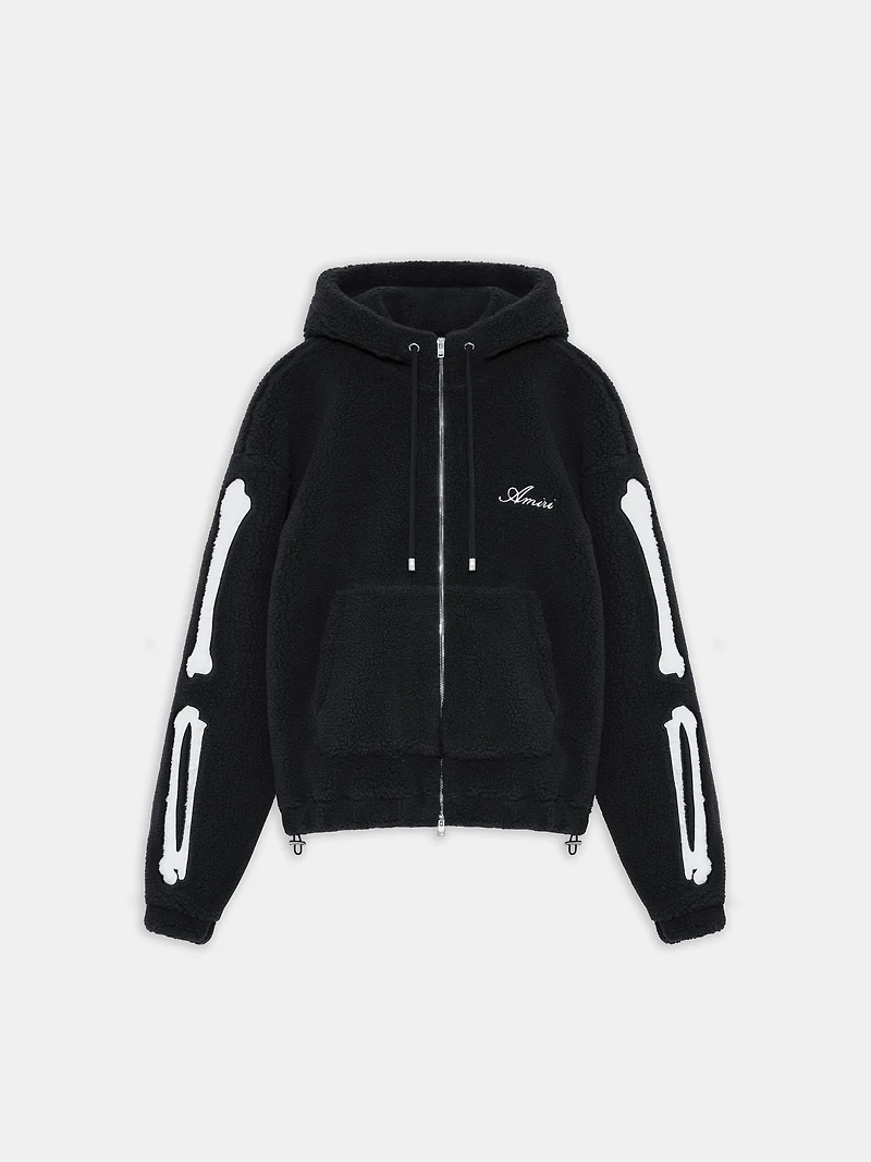 BONES FLEECE ZIP HOODIE - Black