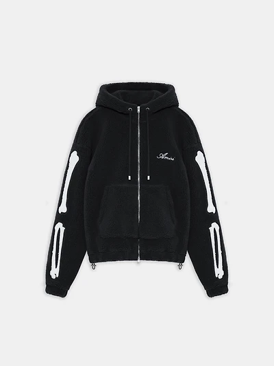BONES FLEECE ZIP HOODIE - Black