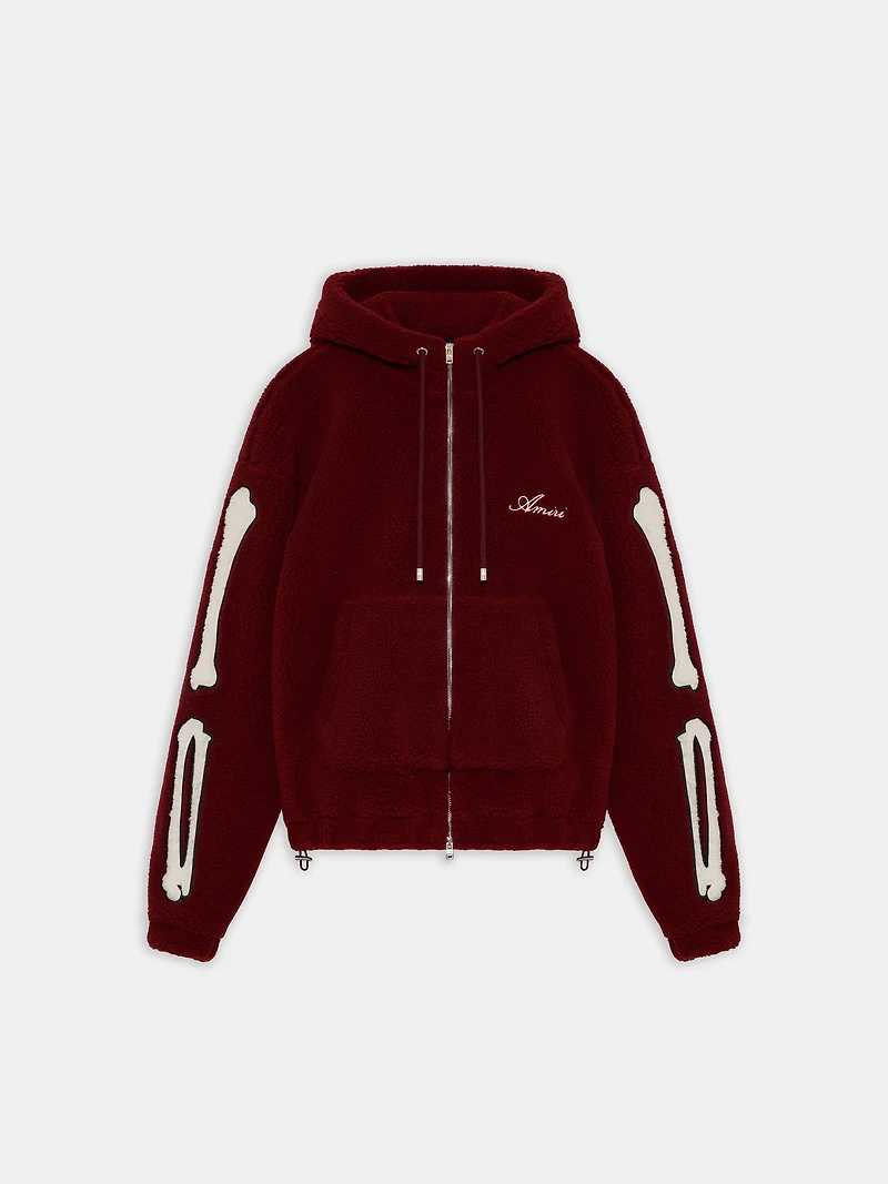 BONES FLEECE ZIP HOODIE - Aged Port