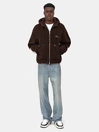 BONES FLEECE ZIP HOODIE - Dark Brown