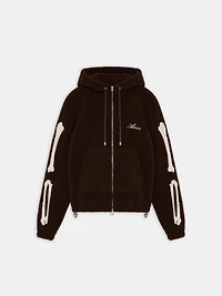 BONES FLEECE ZIP HOODIE - Dark Brown