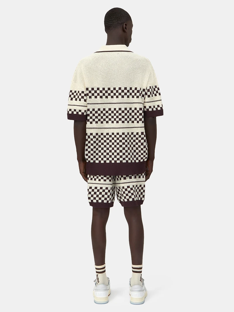 CHECKERED MESH SHIRT - Alabaster