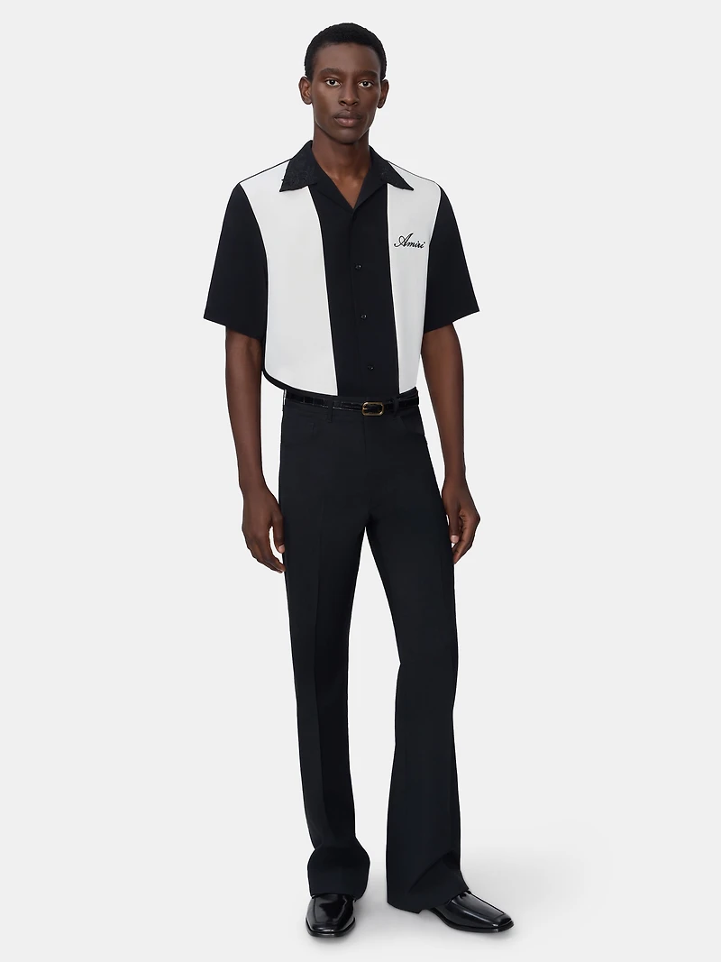 FLORAL COLLAR CAMP SHIRT - BLACK