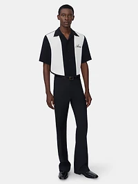FLORAL COLLAR CAMP SHIRT - BLACK