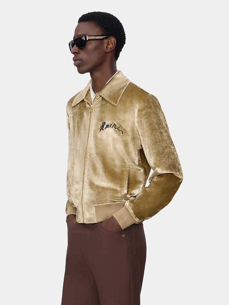 AMIRI DRAGON VELVET BOMBER - GOLD