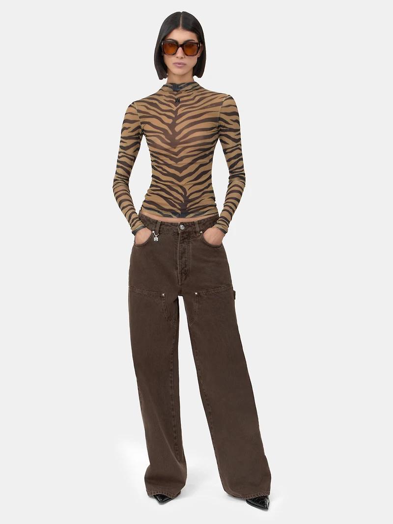WOMEN - WOMEN'S ZEBRA LONG SLEEVE TOP Dark Brown