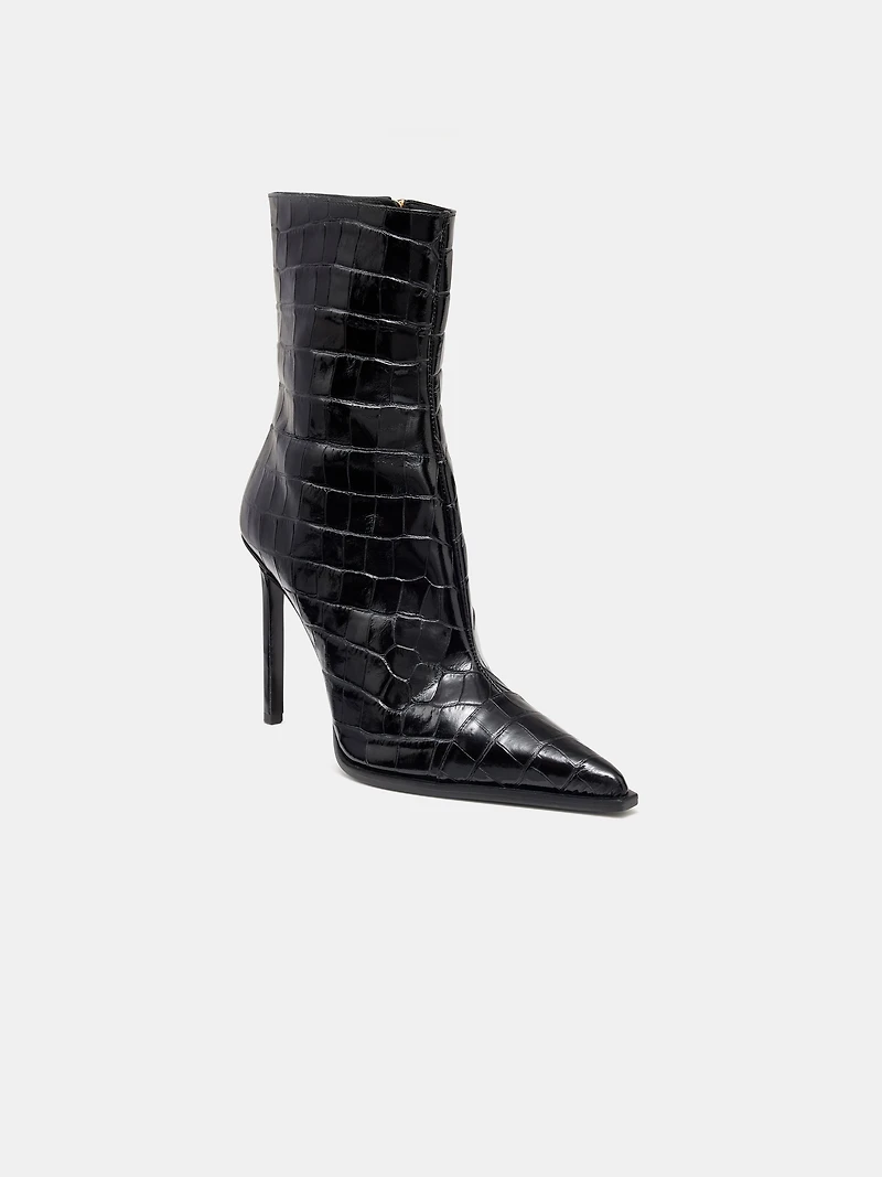 WOMEN - WOMEN'S CROC DEBOSSED MA STILETTO BOOT BLACK