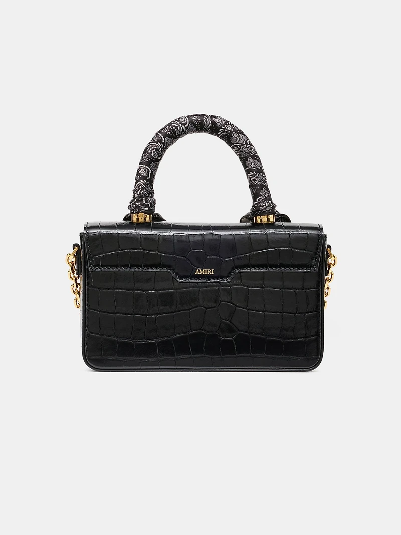 WOMEN - WOMEN'S CROC EMBOSSED LONG MA BAG - BLACK