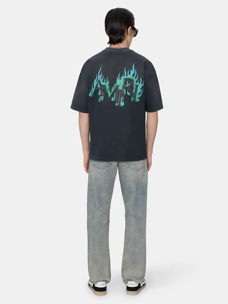 CRYSTAL AMIRI FLAMES OVERSIZED TEE - Black