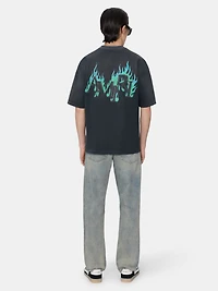 CRYSTAL AMIRI FLAMES OVERSIZED TEE - Black