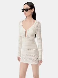 WOMEN - WOMEN'S CROCHET MINI DRESS Ivory
