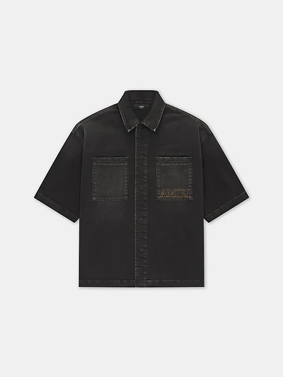 AMIRI 3D SHORT SLEEVE SNAP SHIRT - Vintage Black
