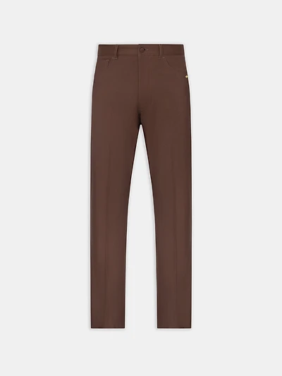 STRAIGHT CROPPED PANT - DARK BROWN
