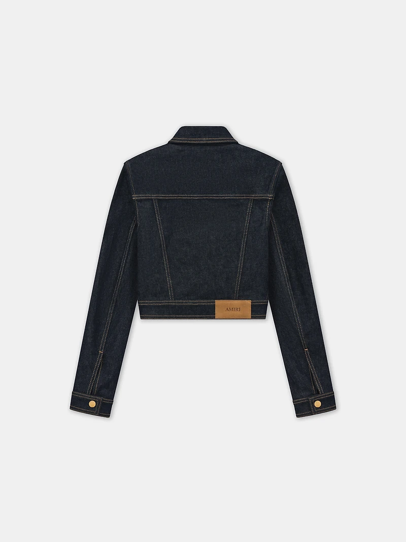 WOMEN - WOMEN'S ZIP UP CROPPED DENIM JACKET Raw Indigo