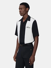 FLORAL COLLAR CAMP SHIRT - BLACK