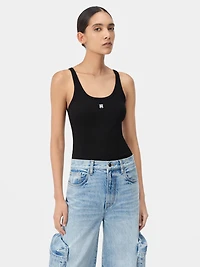 WOMEN - WOMEN'S MA EMBROIDERED RIBBED TANK Black