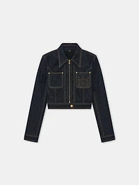 WOMEN - WOMEN'S ZIP UP CROPPED DENIM JACKET Raw Indigo