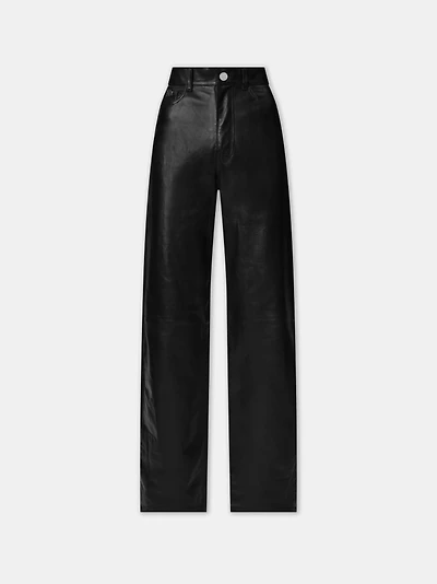 WOMEN - WOMEN'S LEATHER WIDE STRAIGHT Black