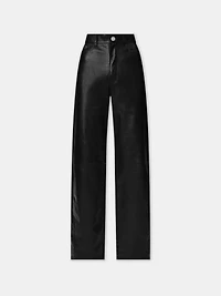 WOMEN - WOMEN'S LEATHER WIDE STRAIGHT Black