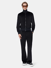 VELVET FLARE TRACK PANT - BLACK