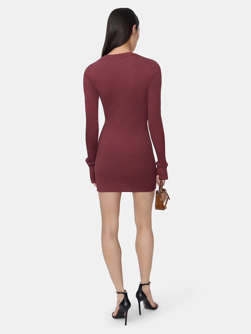 WOMEN - WOMEN'S MA LONG SLEEVE MINI DRESS WINE