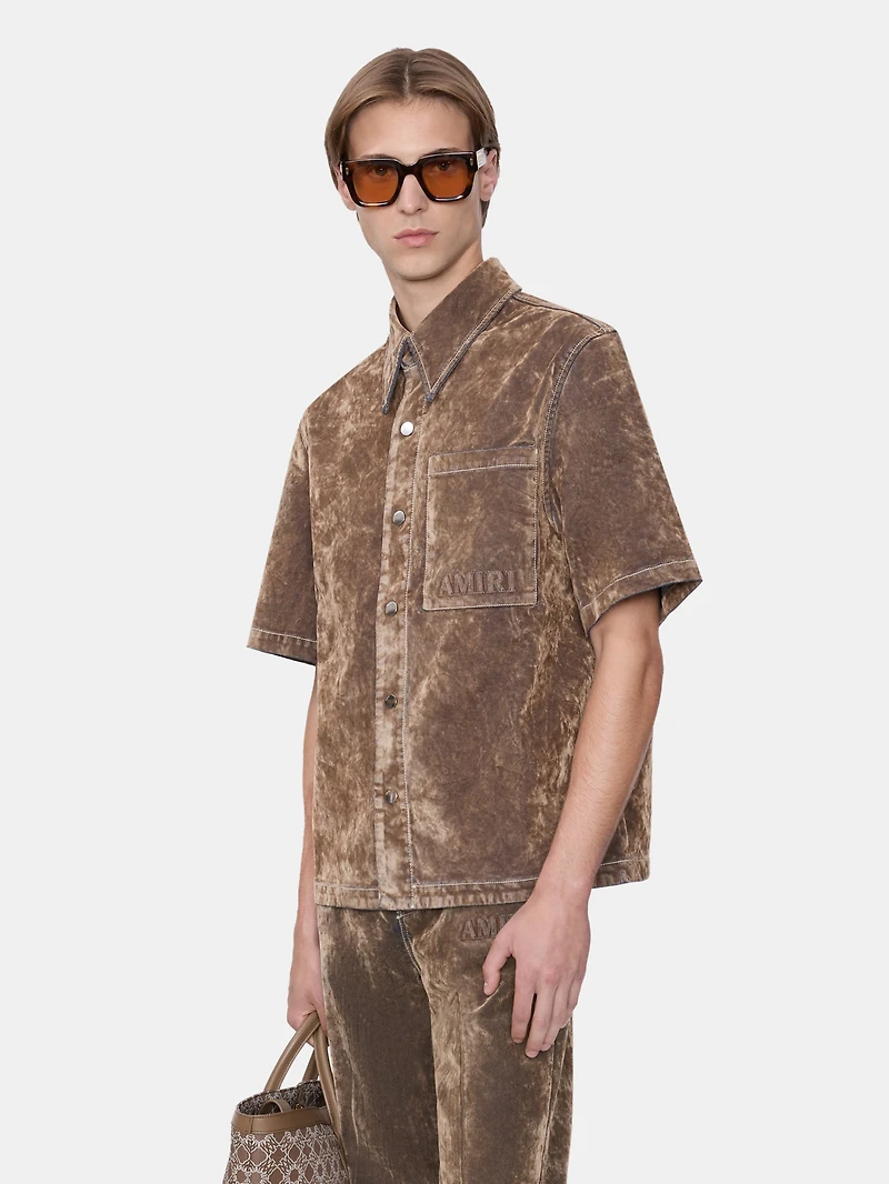 VELVET CAMP SHIRT - TAN
