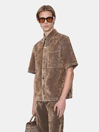VELVET CAMP SHIRT - TAN