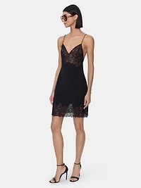 WOMEN - WOMEN'S MARBLE LACE MINI DRESS BLACK