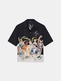 BAR SCENE BOWLING SHIRT - BLACK