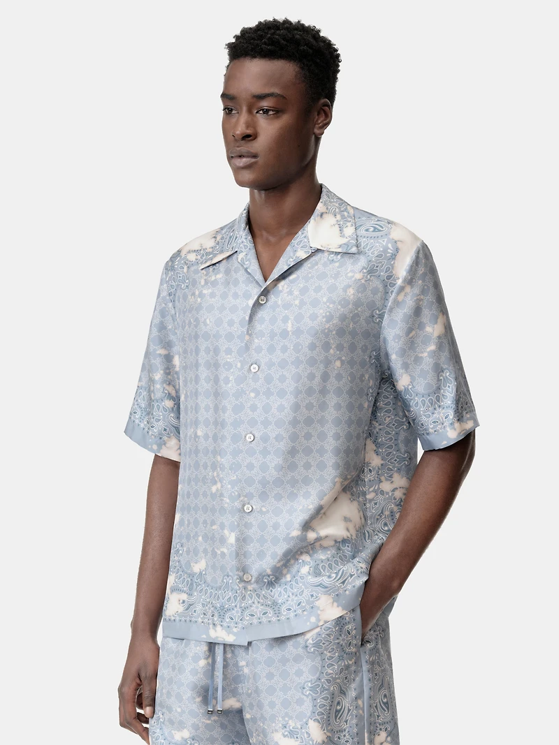BLEACH BANDANA BOWLING SHIRT - Ashley Blue