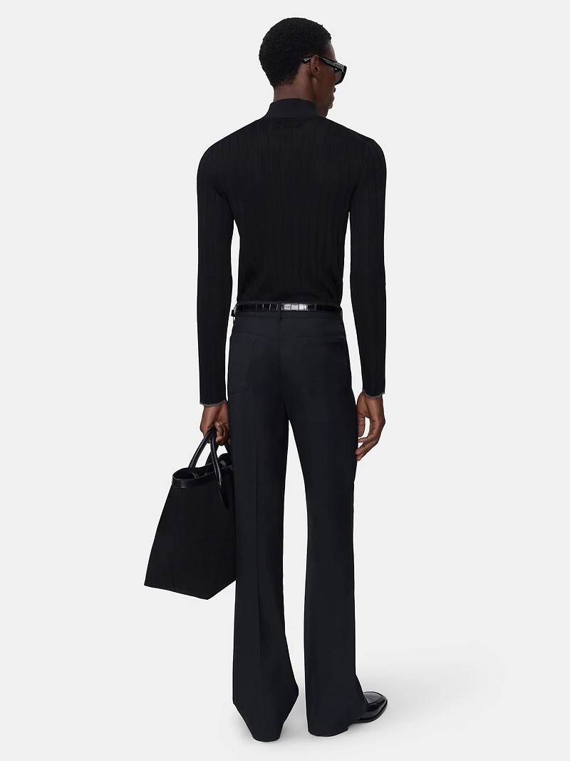 SCRIPT MOCK NECK SWEATER - BLACK