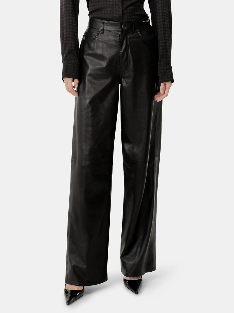 WOMEN - WOMEN'S LEATHER STRAIGHT PANT Black