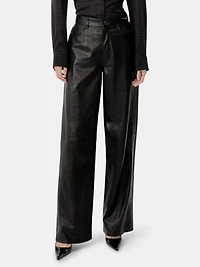 WOMEN - WOMEN'S LEATHER STRAIGHT PANT Black