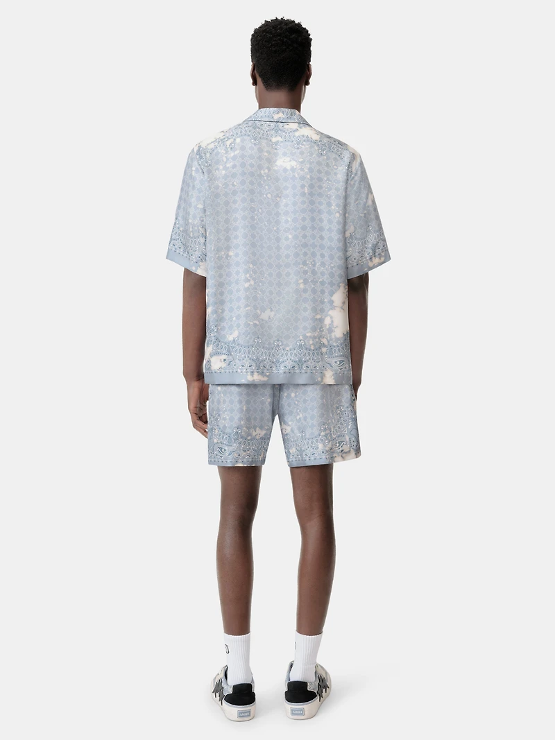 BLEACH BANDANA BOWLING SHIRT - Ashley Blue