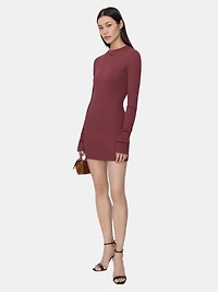 WOMEN - WOMEN'S MA LONG SLEEVE MINI DRESS WINE