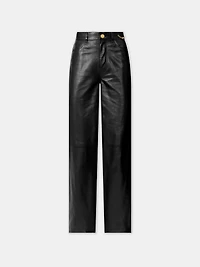 WOMEN - WOMEN'S LEATHER STRAIGHT PANT Black
