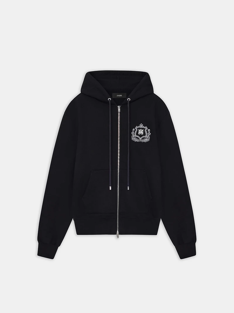 MA CREST ZIP HOODIE - BLACK