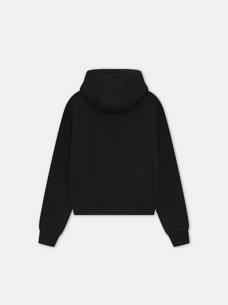RELAXED ZIP UP HOODIE - BLACK