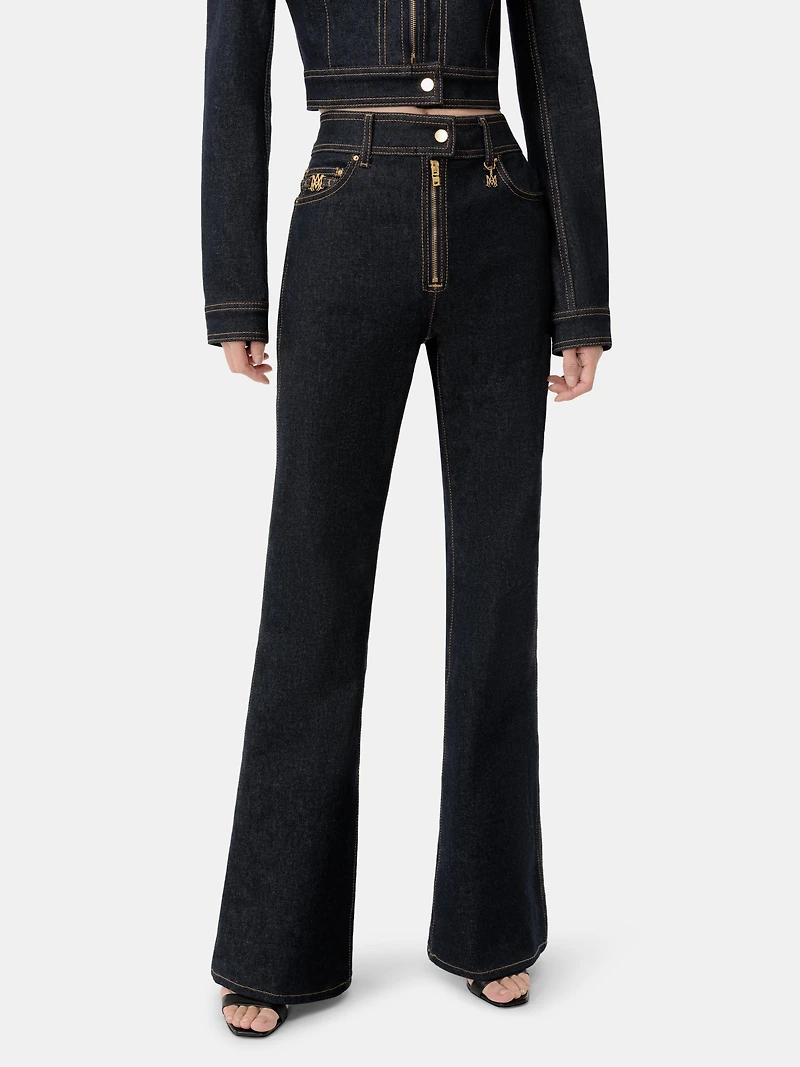 WOMEN - WOMEN'S ZIP UP FLARE JEAN Raw Indigo