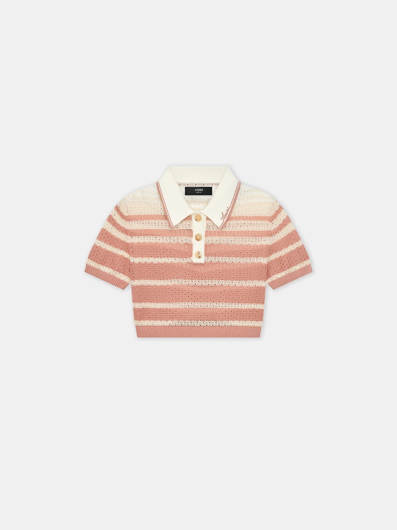 WOMEN - WOMEN'S STRIPE CROPPED POLO Dusk Pink